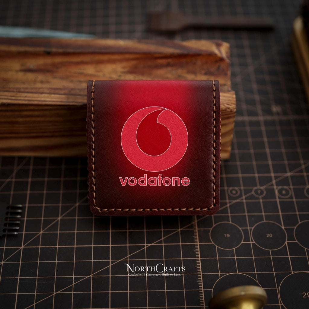 Square Leather Business Card Holder (2.5x2.5 Inch) – Personalized Handmade – NorthCrafts