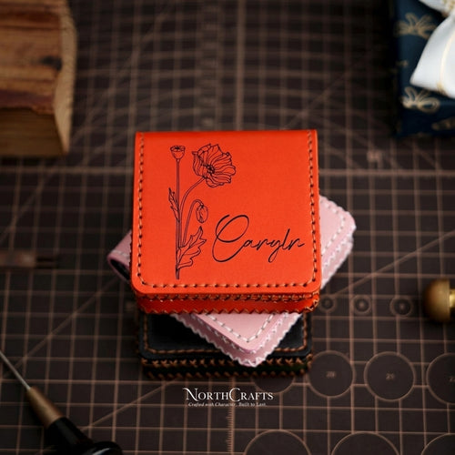 Square Leather Card Holder (3x3 Inch or Custom Size) – Personalized Handmade – NorthCrafts | NorthCrafts