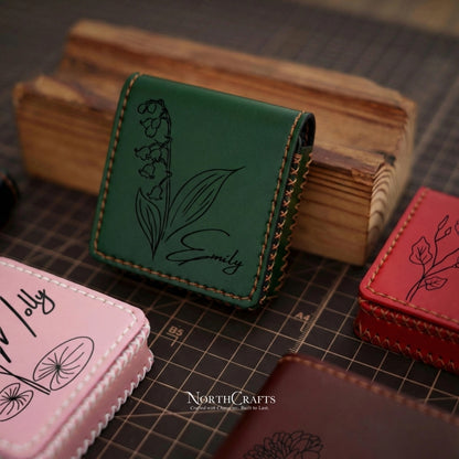 Square Leather Card Holder (3x3 Inch or Custom Size) – Personalized Handmade – NorthCrafts | NorthCrafts