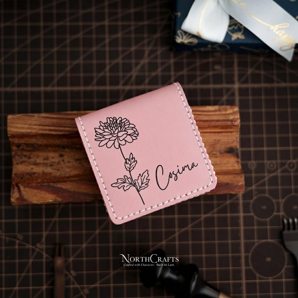 Square Leather Card Holder (3x3 Inch or Custom Size) – Personalized Handmade – NorthCrafts | NorthCrafts