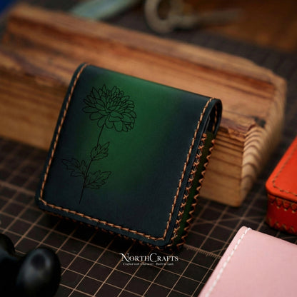 Square Leather Card Holder (3x3 Inch or Custom Size) – Personalized Handmade – NorthCrafts | NorthCrafts