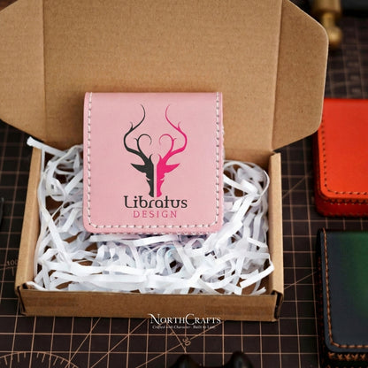 Square Leather Card Holder Box (2.5x2.5 Inch) – Personalized Handmade – NorthCrafts | NorthCrafts