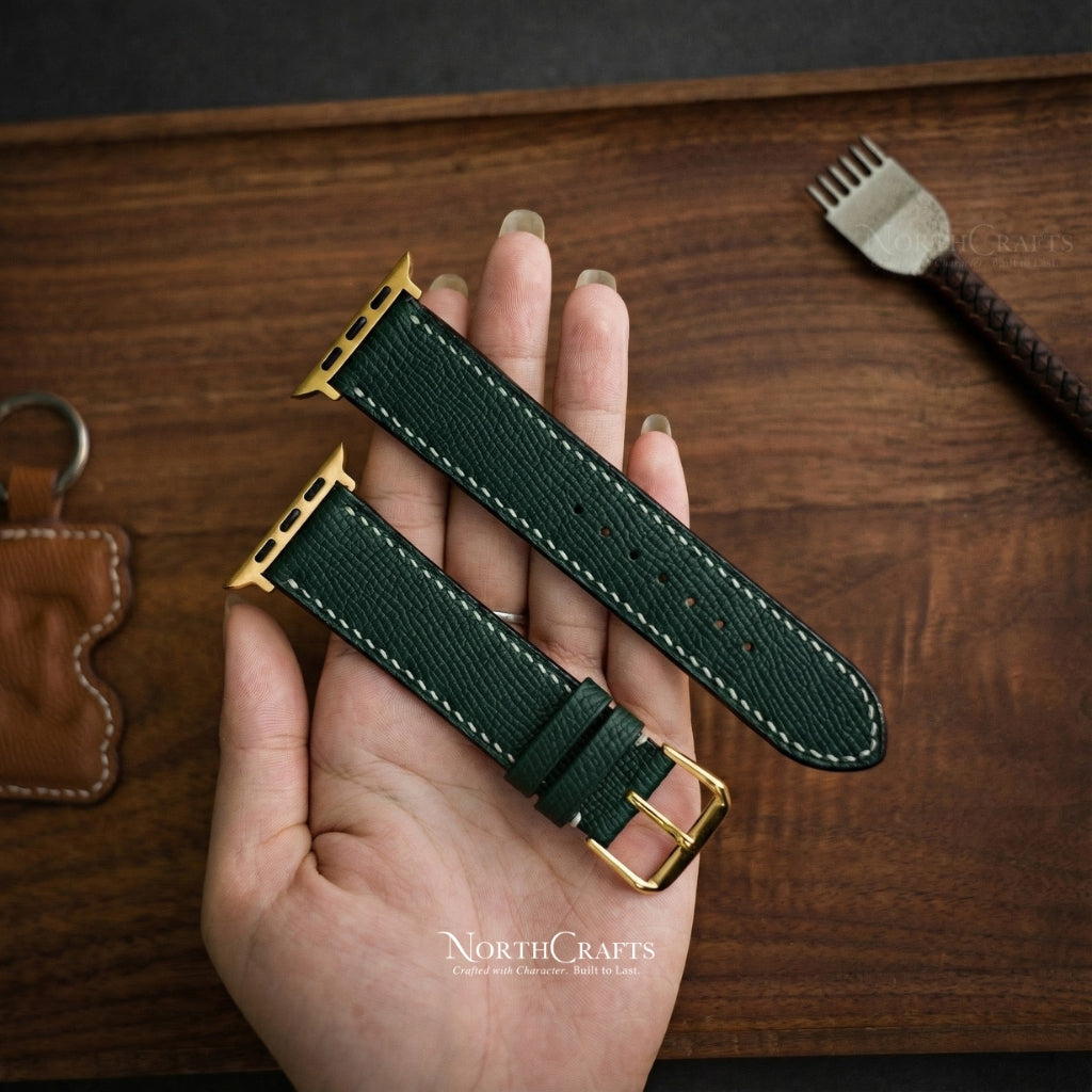 Teal Green Leather iWatch Band (38mm–49mm) for Apple Watch Series SE2, 11, 10, 9, 8 & 7 – Personalized Handmade – NorthCrafts | NorthCrafts
