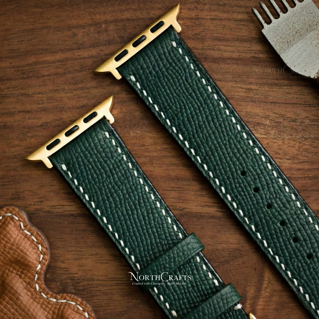 Teal Green Leather iWatch Band (38mm–49mm) for Apple Watch Series SE2, 11, 10, 9, 8 & 7 – Personalized Handmade – NorthCrafts | NorthCrafts