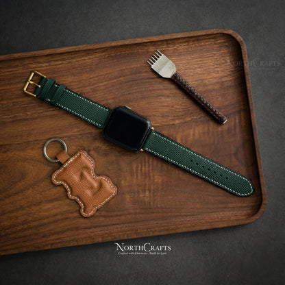 Teal Green Leather iWatch Band (38mm–49mm) for Apple Watch Series SE2, 11, 10, 9, 8 & 7 – Personalized Handmade – NorthCrafts | NorthCrafts