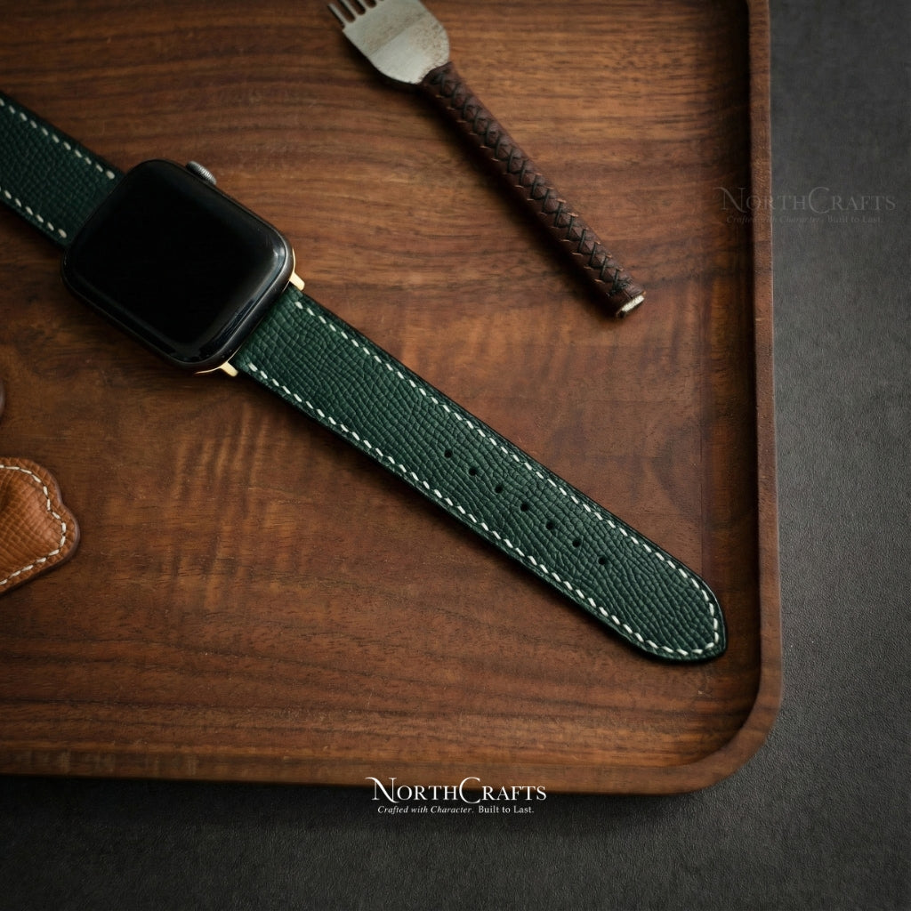Teal Green Leather iWatch Band (38mm–49mm) for Apple Watch Series SE2, 11, 10, 9, 8 & 7 – Personalized Handmade – NorthCrafts | NorthCrafts