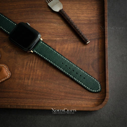 Teal Green Leather iWatch Band (38mm–49mm) for Apple Watch Series SE2, 11, 10, 9, 8 & 7 – Personalized Handmade – NorthCrafts | NorthCrafts