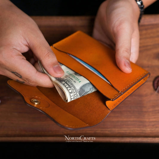 Veg-Tan Slim Leather Wallet for Women – Personalized Handmade – NorthCrafts
