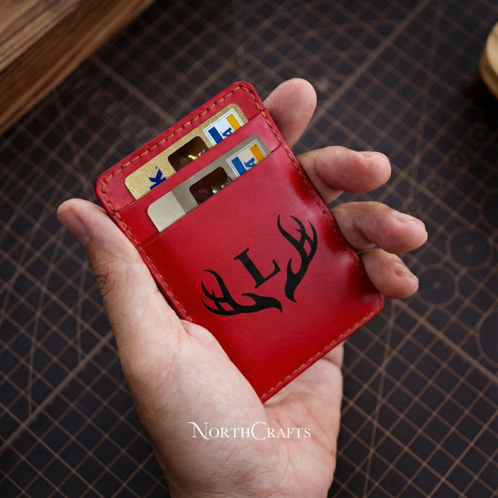 Vertical Leather Card Holder Wallet – Personalized Handmade – NorthCrafts | NorthCrafts