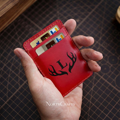 Vertical Leather Card Holder Wallet – Personalized Handmade – NorthCrafts | NorthCrafts
