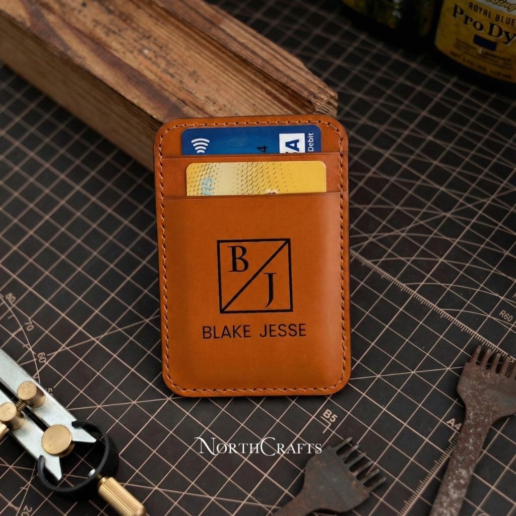 Vertical Leather Card Holder Wallet – Personalized Handmade – NorthCrafts | NorthCrafts