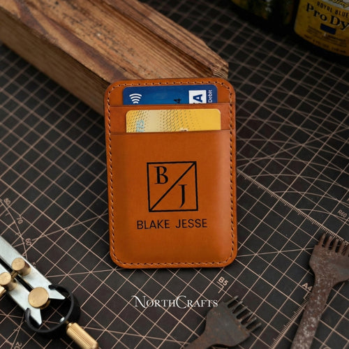 Vertical Leather Card Holder Wallet – Personalized Handmade – NorthCrafts | NorthCrafts