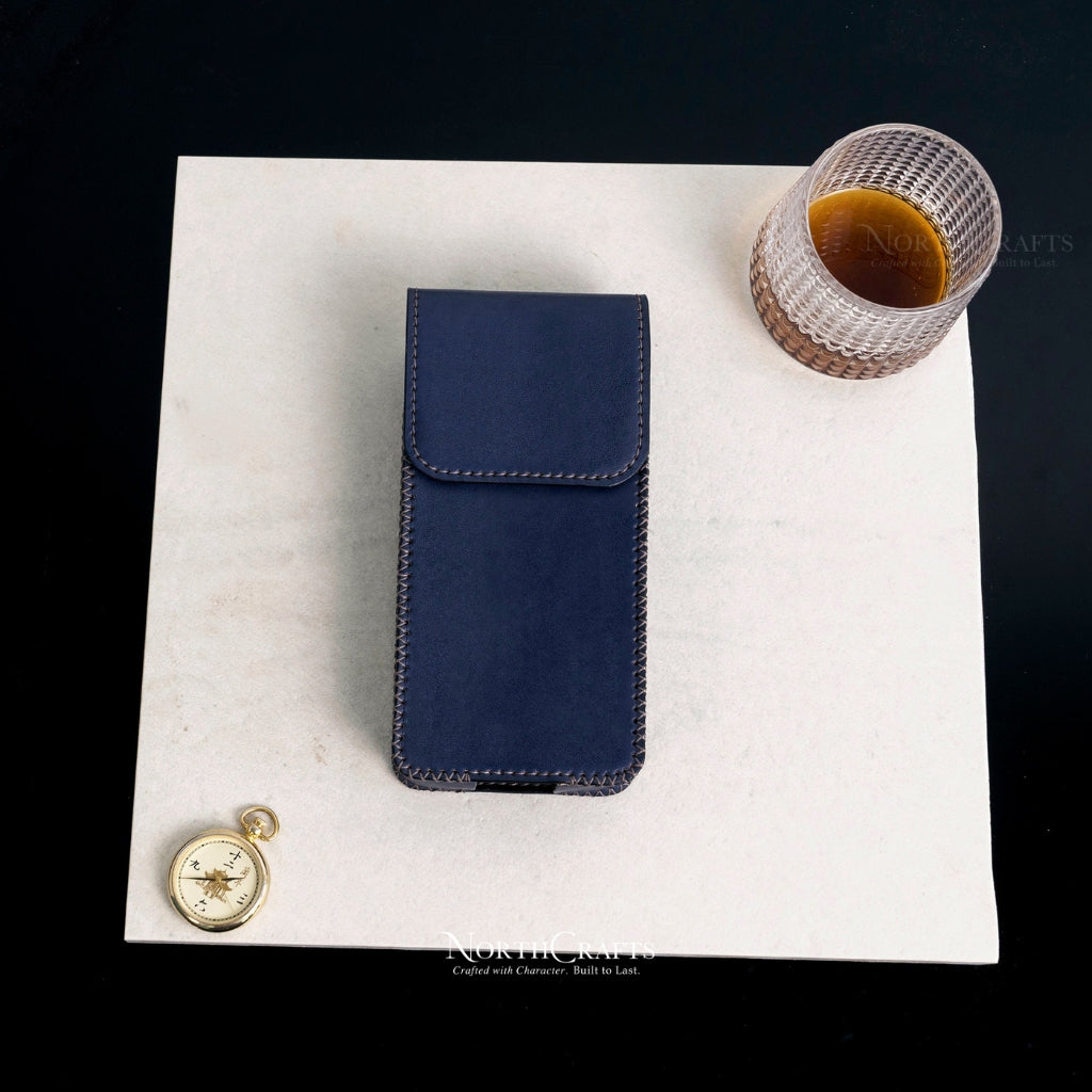 Vertical Leather Dual Phone Case with Belt Loop for iPhone 17, 16, 15 & 14 Series – Personalized Handmade – NorthCrafts | NorthCrafts