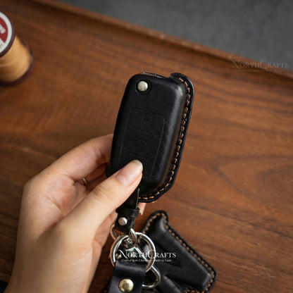 Leather Flip Key Fob Cover for VW Jetta, Golf, Polo MK8, Passat, Tiguan & Beetle (2/3 Buttons) – Personalized Handmade – NorthCrafts | NorthCrafts