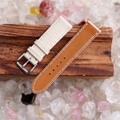 White Leather Watch Strap for Women (8mm–14mm) – Personalized Handmade – NorthCrafts | NorthCrafts