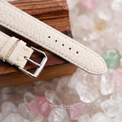 White Leather Watch Strap for Women (8mm–14mm) – Personalized Handmade – NorthCrafts | NorthCrafts