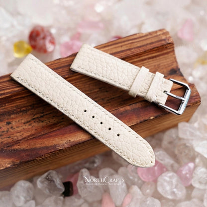 White Leather Watch Strap for Women (8mm–14mm) – Personalized Handmade – NorthCrafts | NorthCrafts