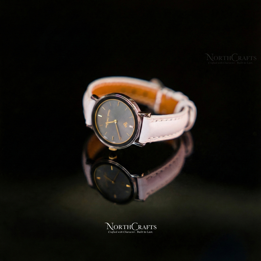 White Leather Watch Strap for Women (8mm–14mm) – Personalized Handmade – NorthCrafts | NorthCrafts